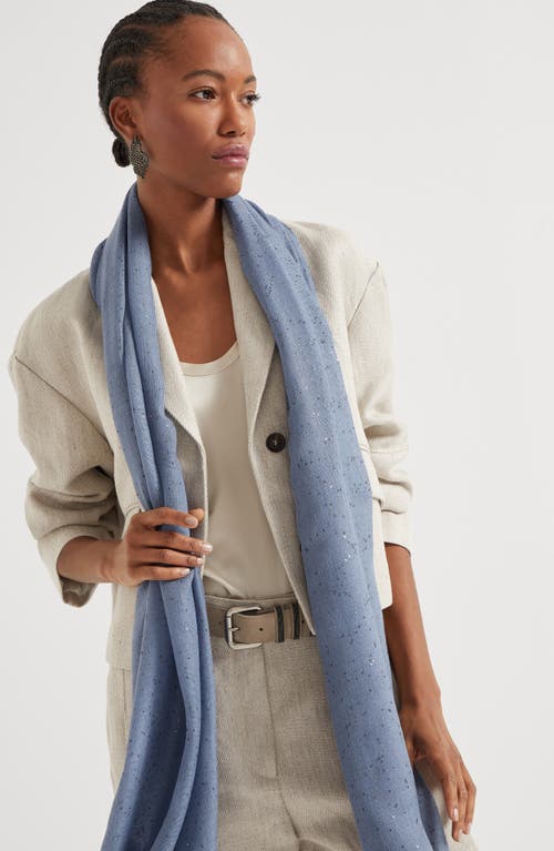 Brunello Cucinelli Cashmere And Silk Diamond Yarn Scarf In Avio Blue