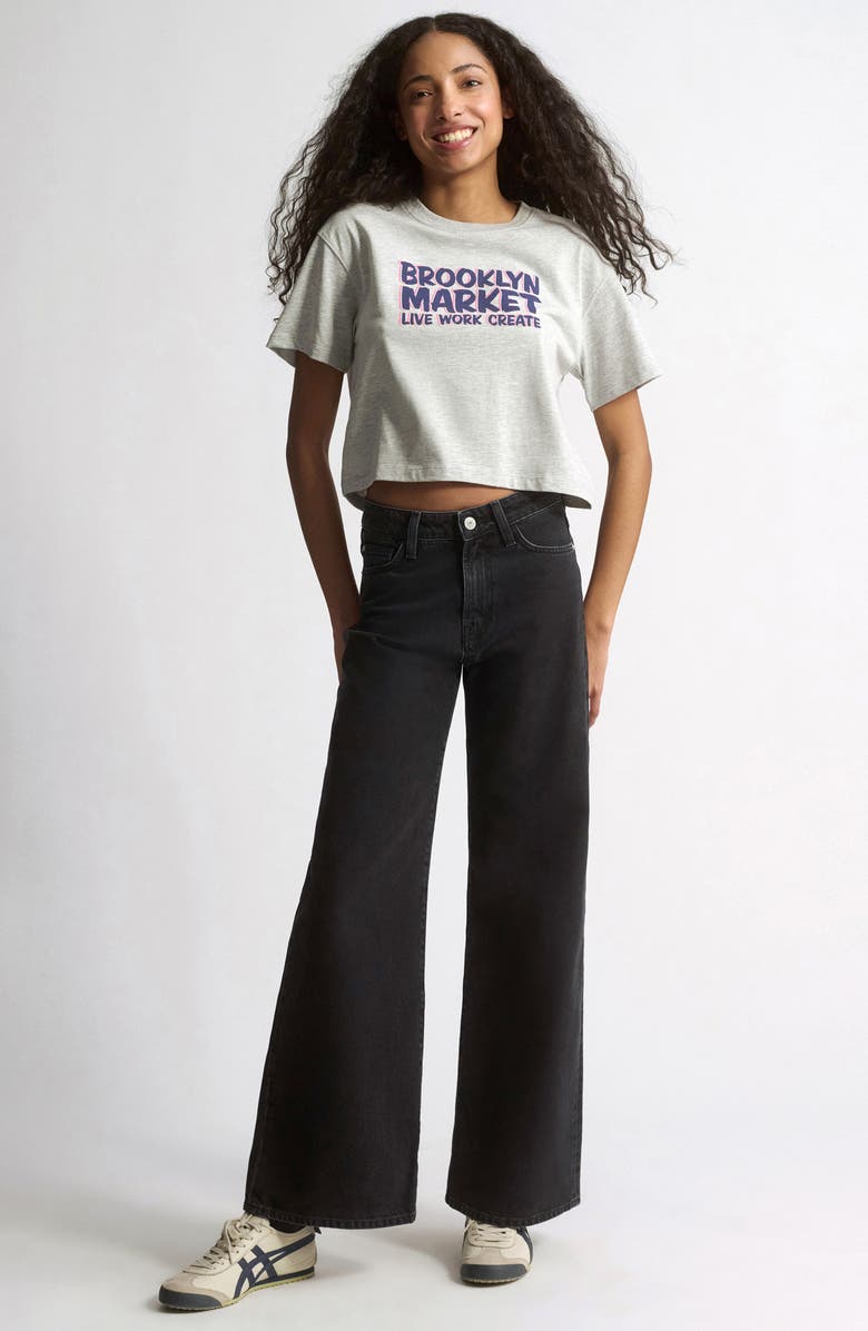 Brooklyn Industries Crop Logo Graphic T-Shirt, Alternate, color, Light Grey Melange