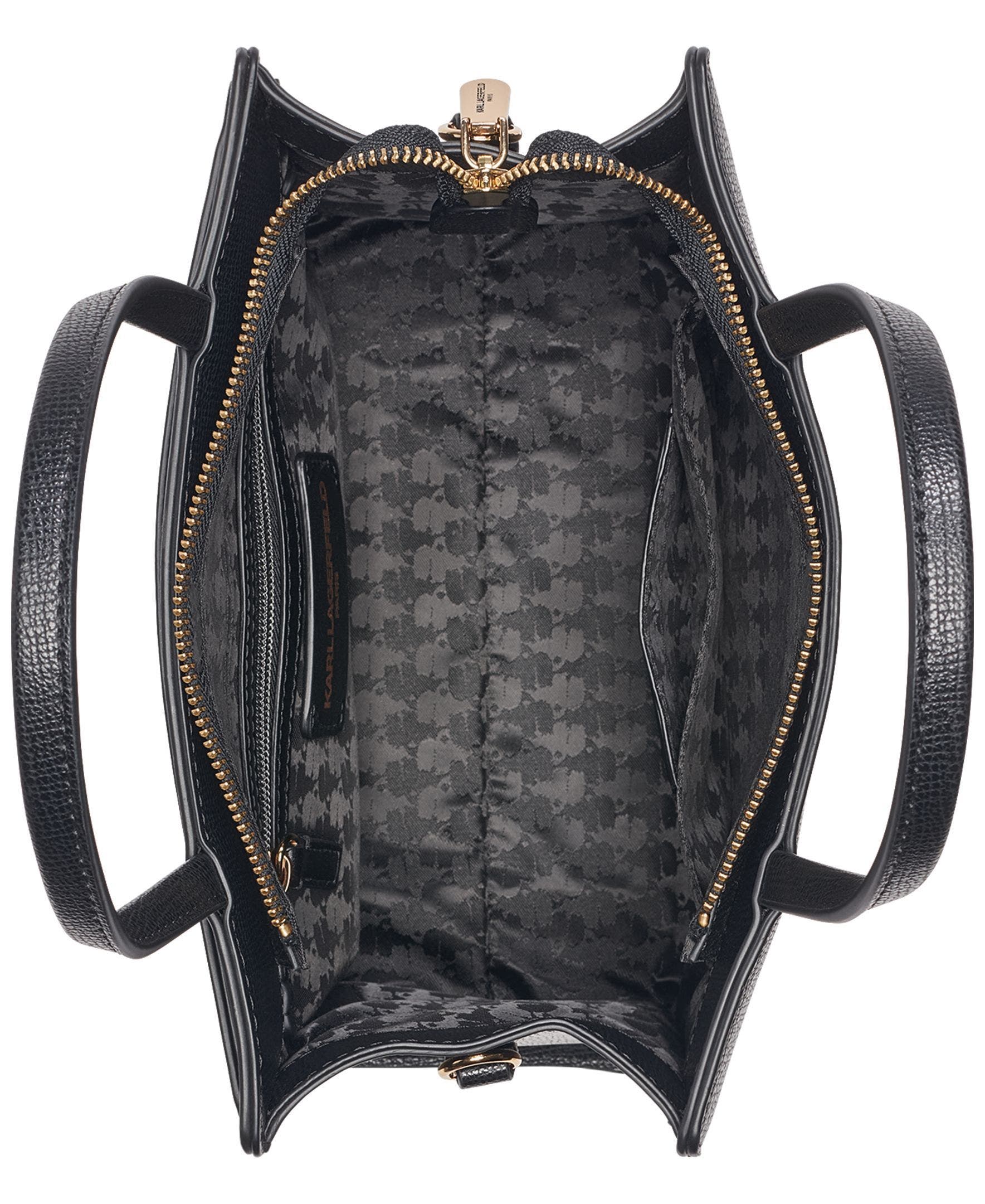 Maybelle Pins+Rhinestones Satchel, Alternate, color, Black/Gold