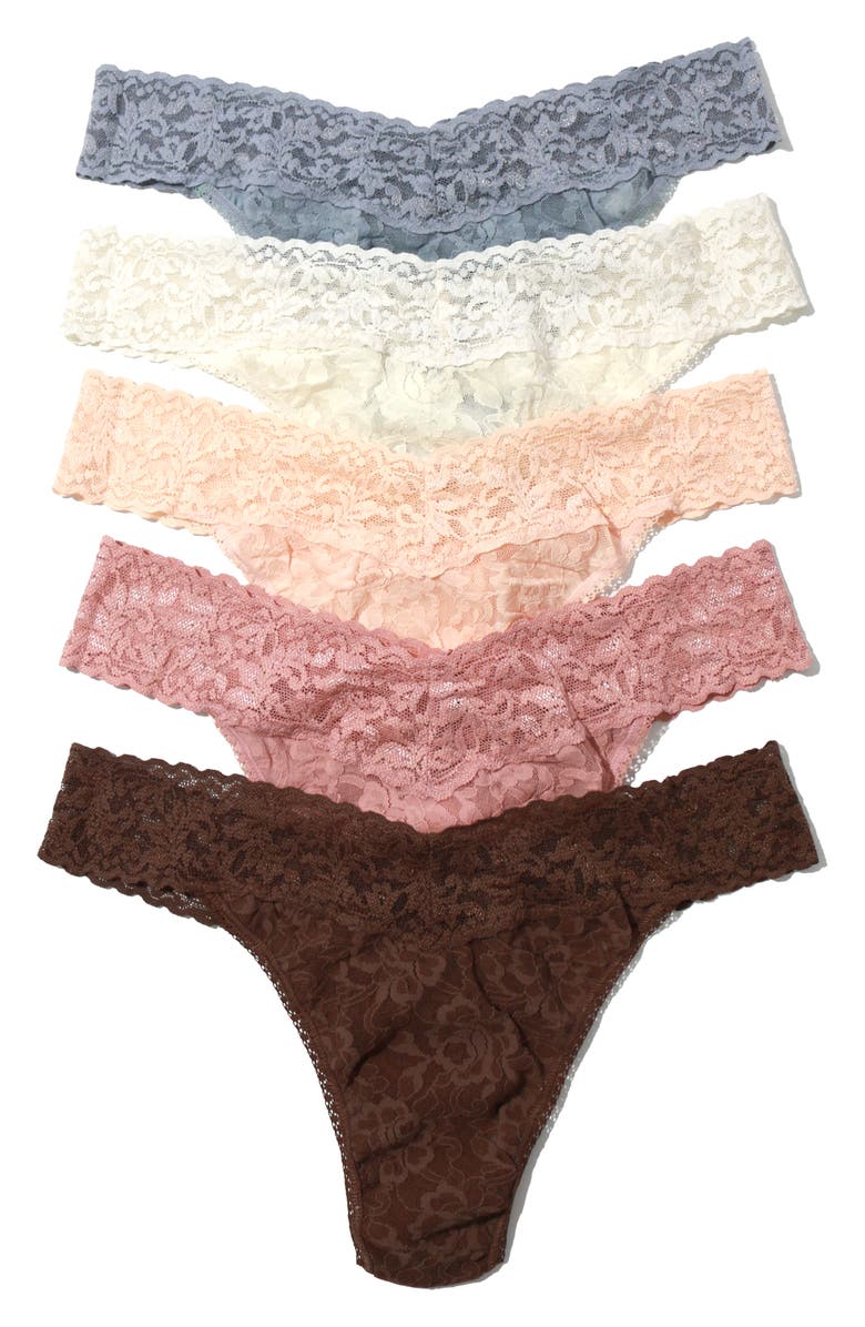 Hanky Panky Assorted 5-Pack Lace Original Rise Thongs, Alternate, color, 