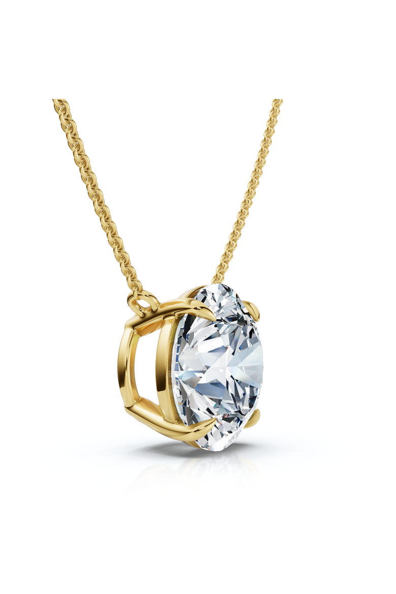 Certified 3Ct  Diamond Solitaire Pendant 14k Gold 18" Necklace Lab Grown, Main, color, Yellow Gold
