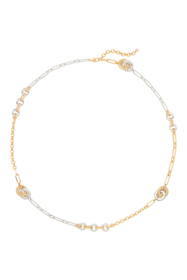 interlock long necklace, Main, color, SILVER GOLD