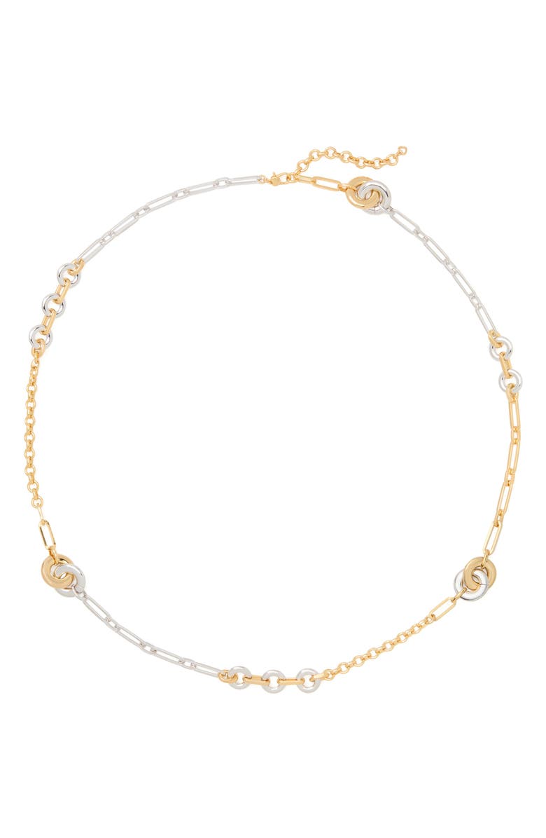 Kate Spade New York interlock long necklace, Main, color, Silver Gold