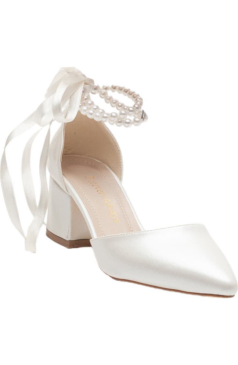 Forever
Always Shoes Miranda Low Block Heels with Pearls, Main, color, Ivory Faux Leather