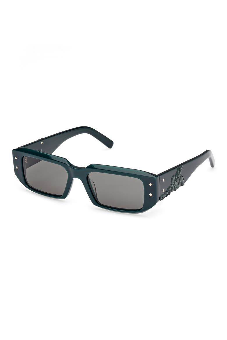 53mm Rectangular Sunglasses, Alternate, color, SHINY DARK GREEN / GREEN
