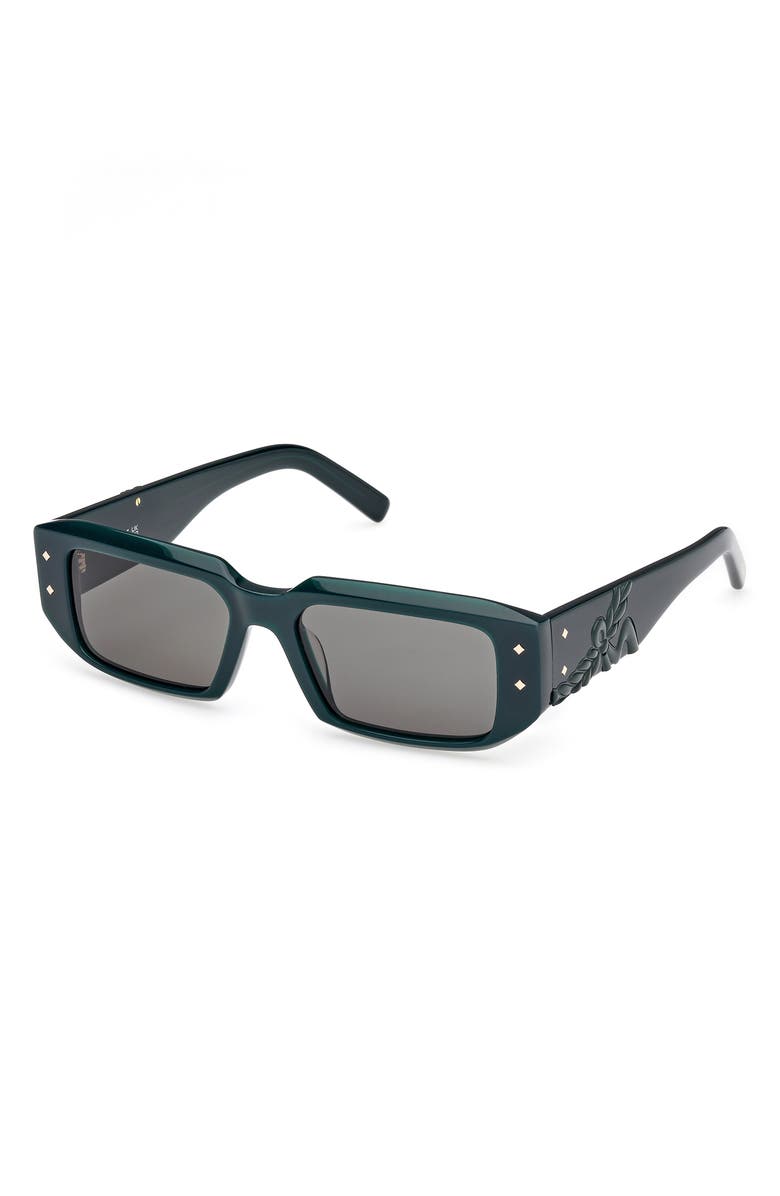 MCM 53mm Rectangular Sunglasses, Alternate, color, Shiny Dark Green / Green