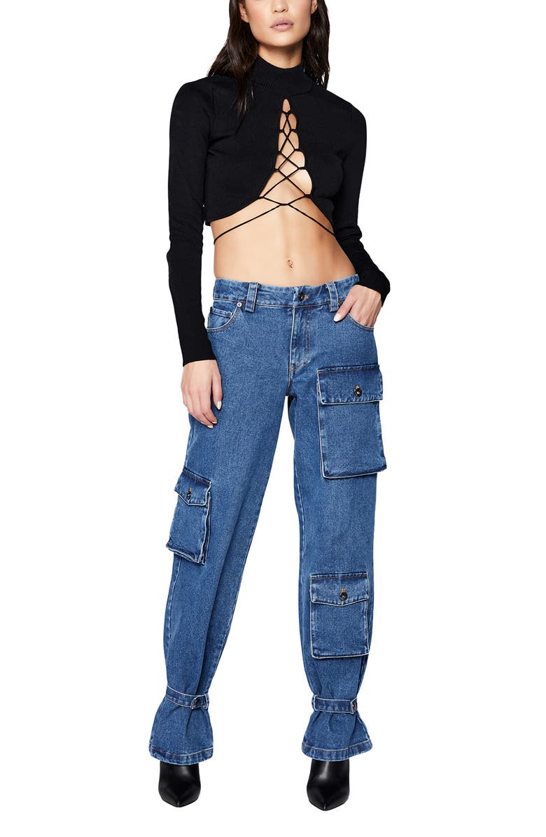 Bardot Safia Mock Neck Crop Top, Alternate, color,