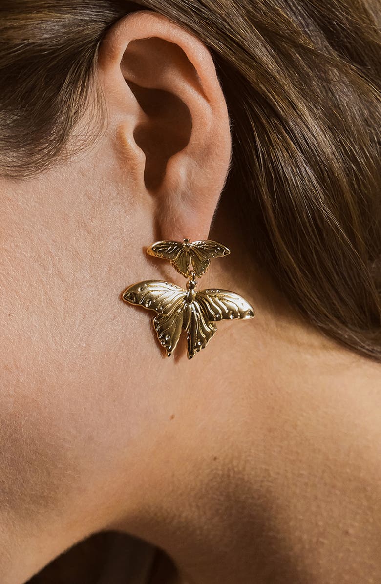 Sterling Forever Rowena Butterfly Stud Earrings, Alternate, color, Gold