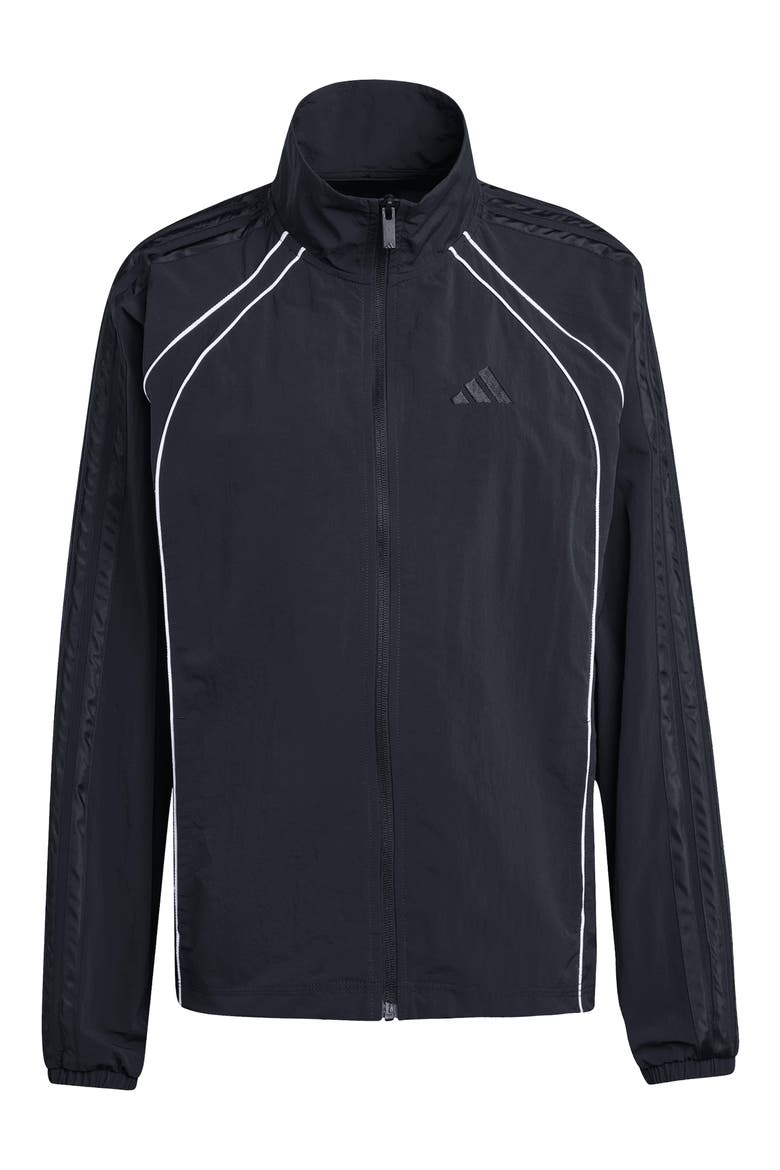 Iconic 3-Stripes Logo Windbreaker, Alternate, color, BLACK