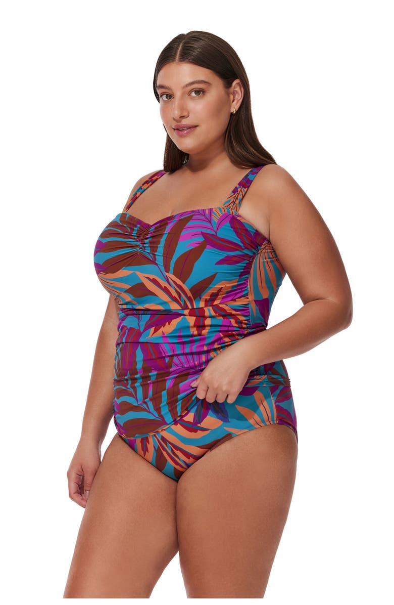 Profile by Gottex Plantopia Plus Size Tankini Top, Alternate, color, Multi-Teal