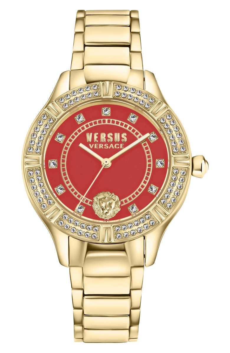 VERSUS Versace Canton Road Crystal Bracelet Watch, 36mm, Main, color, Ip Yellow Gold