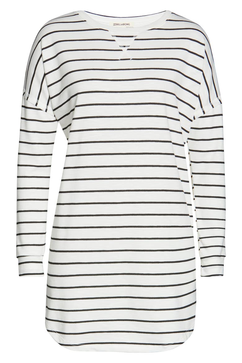 Weekend Bliss Stripe Long Sleeve T-Shirt Dress, Alternate, color, CRYSTAL