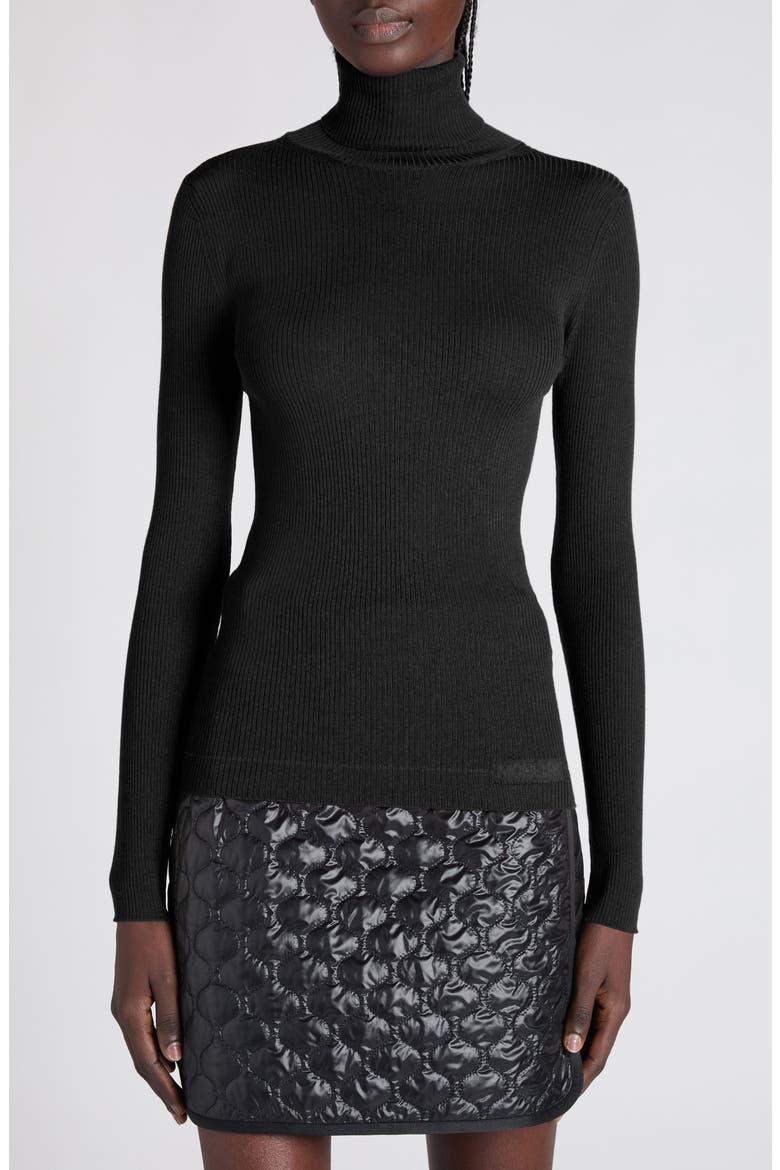 Virgin Wool Turtleneck Sweater, Main, color, BLACK
