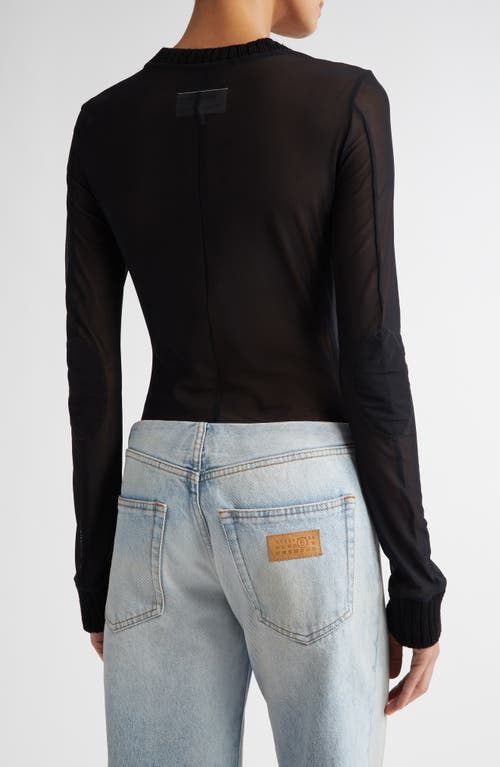 Mm6 Maison Margiela Sheer Mesh Top In Black