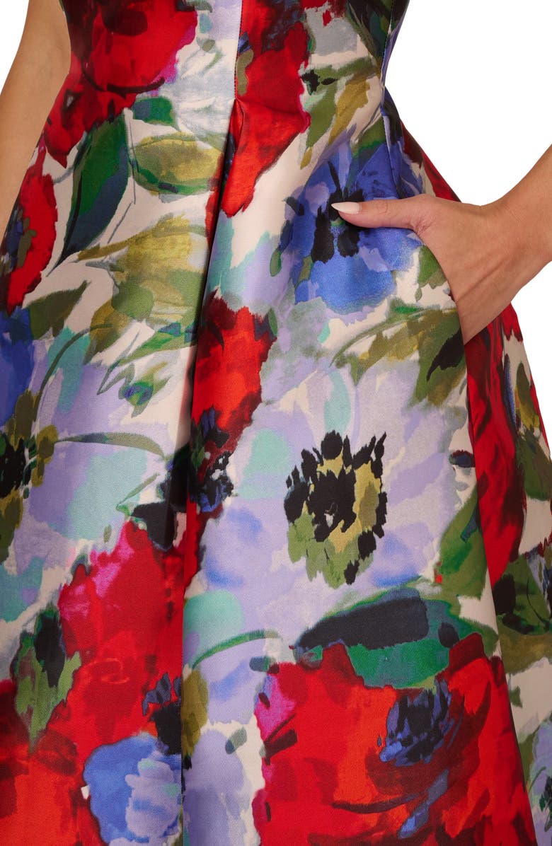 Adrianna Papell Floral Mikado Cocktail Dress, Alternate, color,