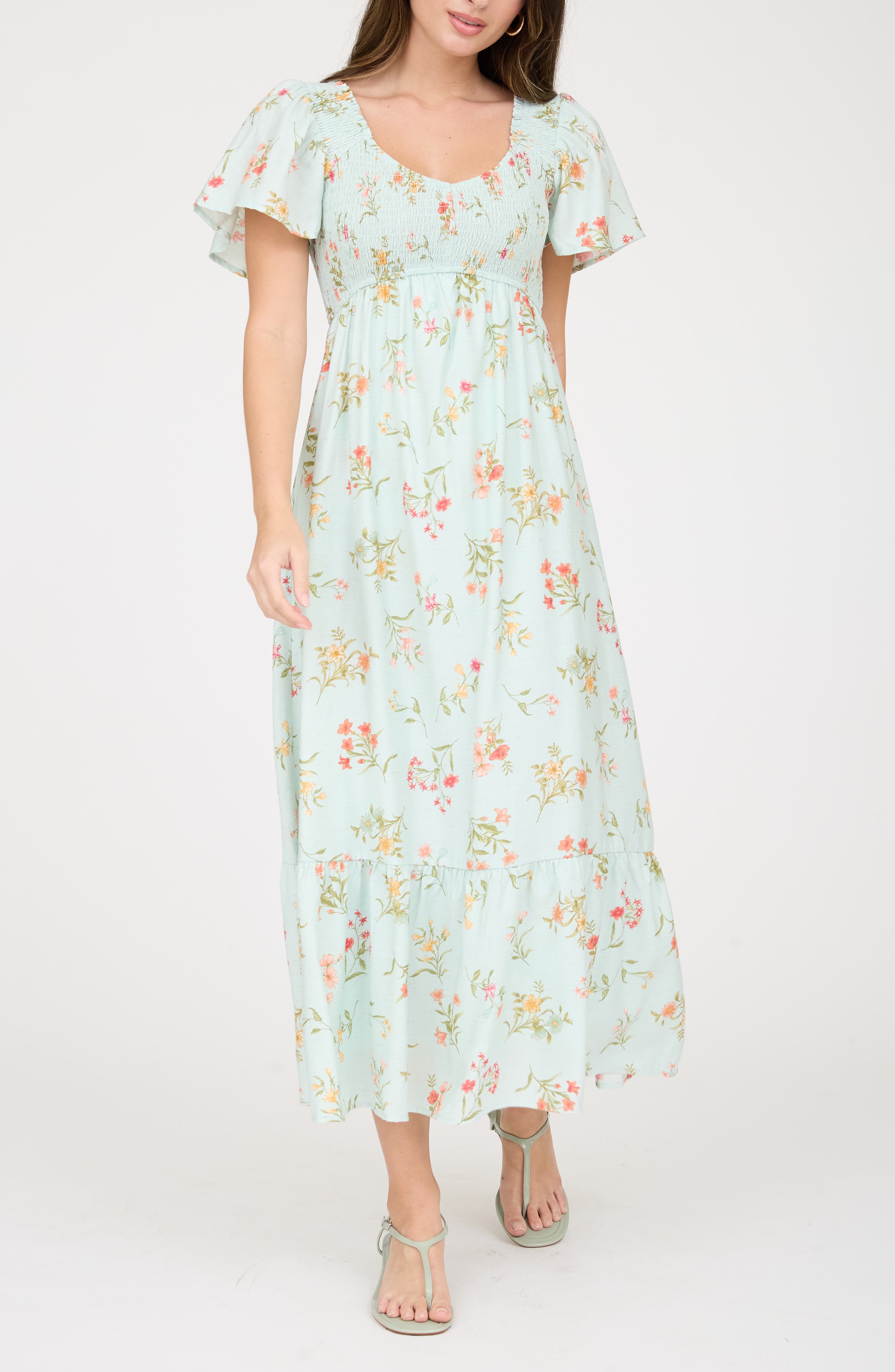 AUGUST SKY Flutter Sleeve Midi Sundress
