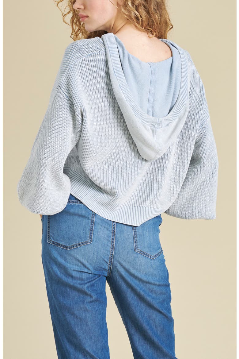 Ursina Hooded Blouson Sleeve Cotton Sweater, Alternate, color, BLUE