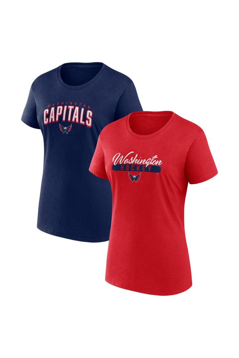 Women's Fanatics Branded Red/Navy Washington Capitals Two-Pack Fan T-shirt Set, Main, color, Red