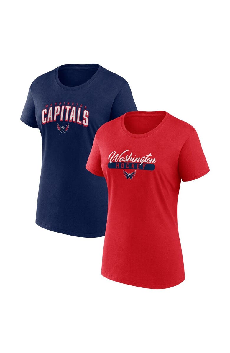 FANATICS Women's Fanatics Branded Red/Navy Washington Capitals Two-Pack Fan T-shirt Set, Main, color, Red