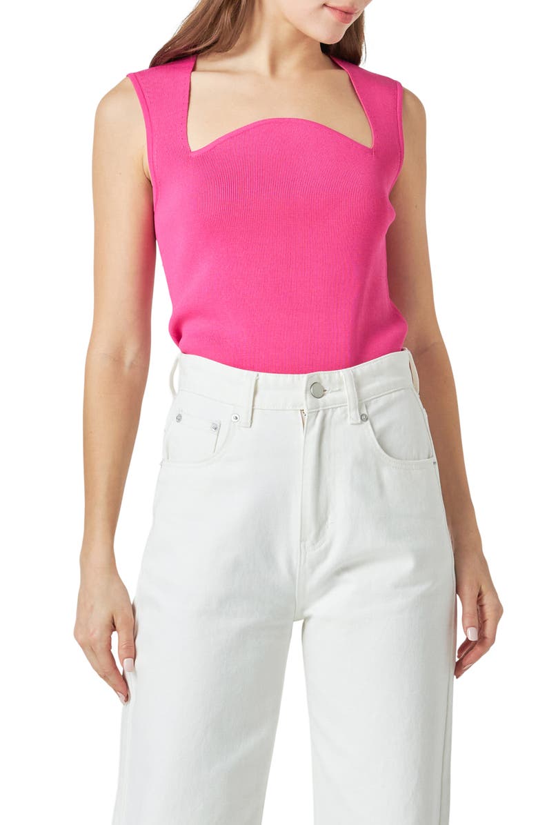 Endless Rose Sculpted Neck Knit Tank, Main, color, Pink