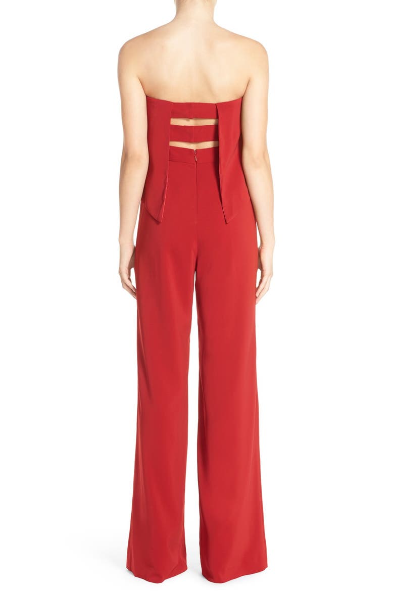 Strapless Popover Crepe Jumpsuit, Alternate, color, VENETIAN RED