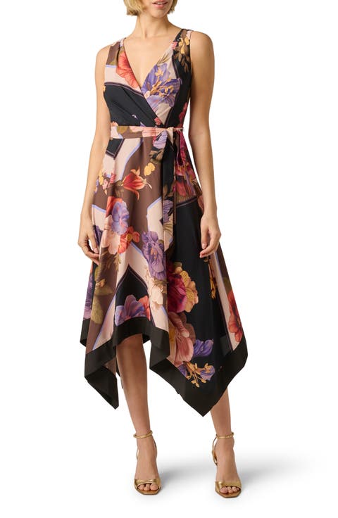 Print Handkerchief Midi Dress