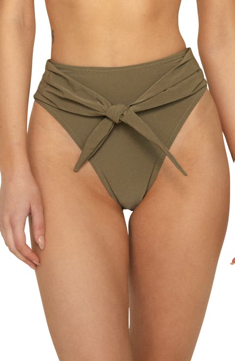 Paula Tie Front High Waist Bikini Bottoms