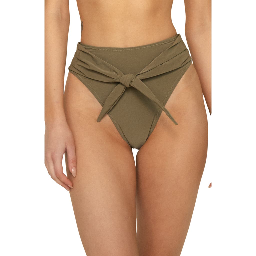 Montce Paula Tie Front High Waist Bikini Bottoms In Brown