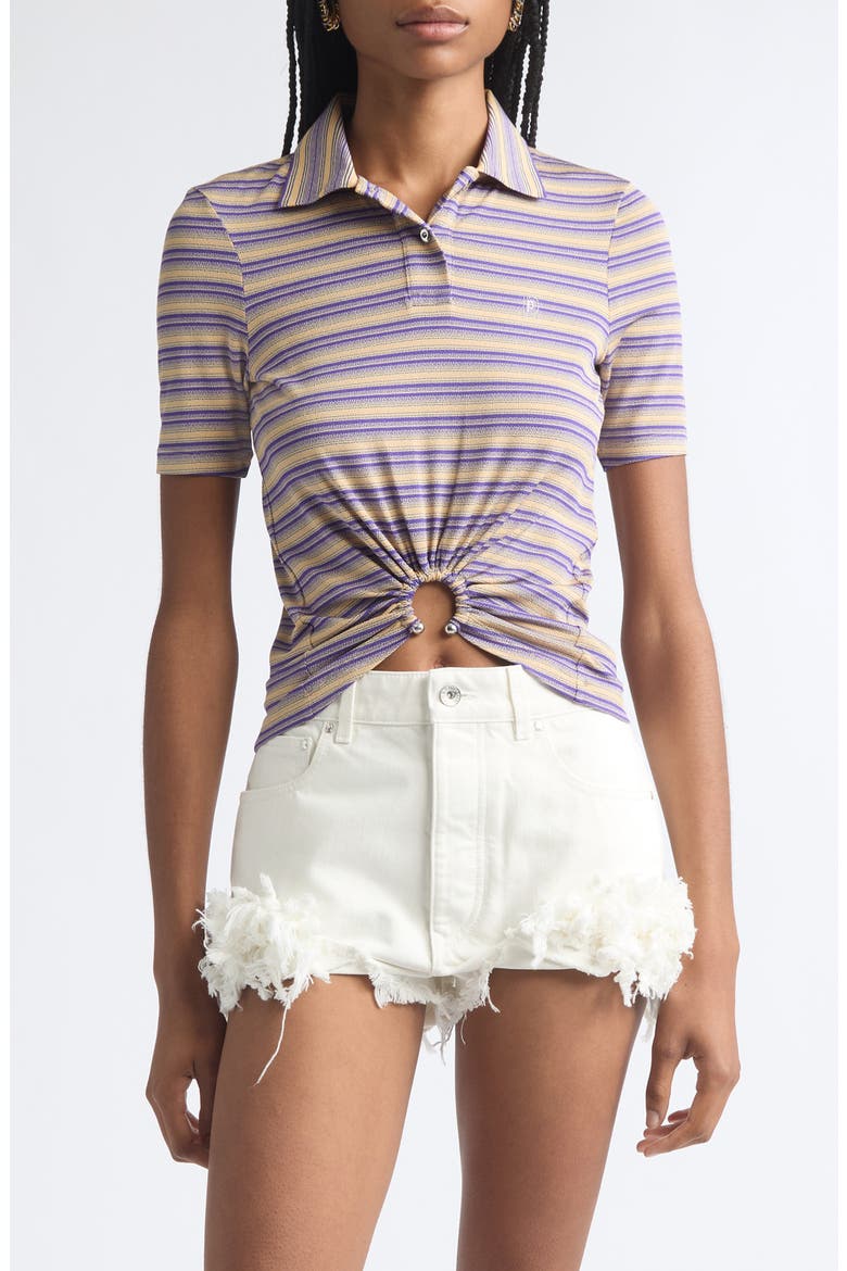 Pierced Stripe Polo, Main, color, STRIPES VIOLET / RED