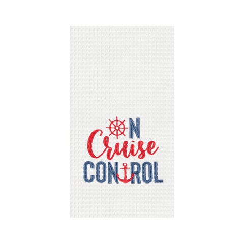 On Cruise Control Embroidered & Waffle Weave Kitchen Dishtowel
