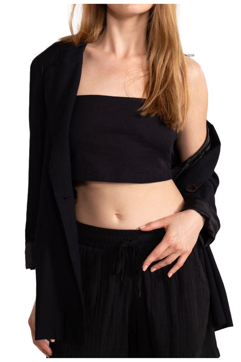 Resort Tie Swim Cover Up Top, Main, color, Black