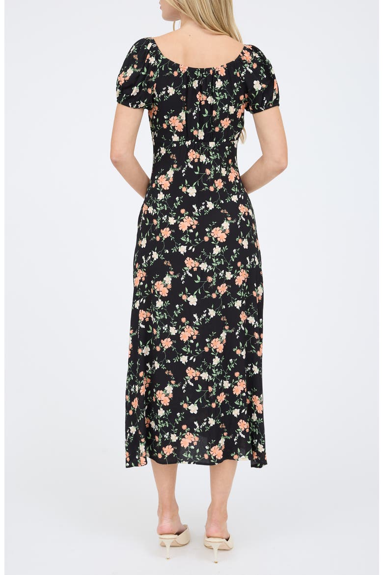 Floral Midi Dress, Alternate, color, BLACK MULTI