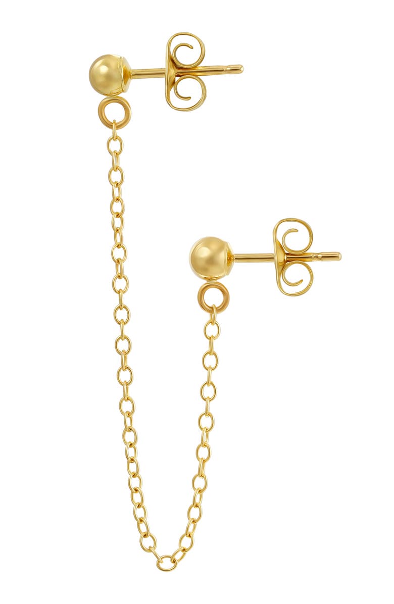 CANDELA JEWELRY Chain Drop Double Stud Earring, Alternate, color, Gold