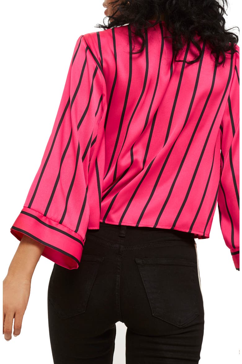 Stripe Tie Wrap Surplice Top, Alternate, color, PINK MULTI