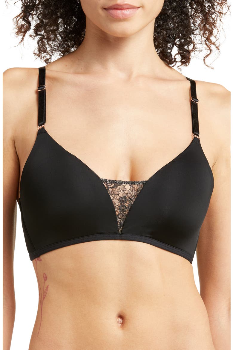 Entice Wireless Push-Up Bra, Main, color, BLACK/ NYLON
