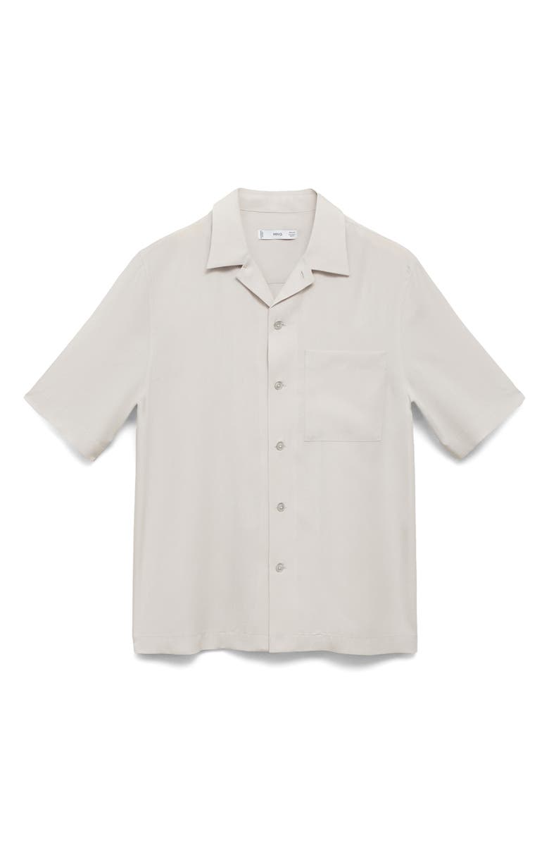 MANGO Regular Fit Short Sleeve Tencel<sup>™</sup> Lyocell Button-Up Shirt, Alternate, color, Ice Grey
