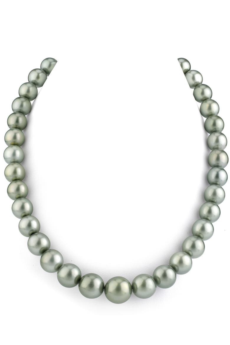 9-11.2mm Peacock Tahitian South Sea Pearl Necklace - PSL Certified, Main, color, White Gold Clasp