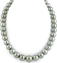 The Pearl Source 9-11.2mm Peacock Tahitian South Sea Pearl Necklace - PSL Certified