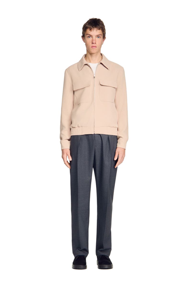 SANDRO Waffle-effect zip-up jacket, Main, color, Cappucino
