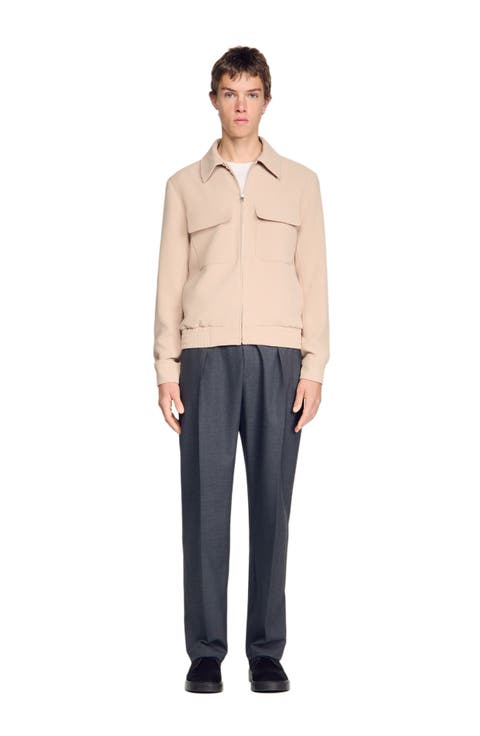 Waffle-effect zip-up jacket
