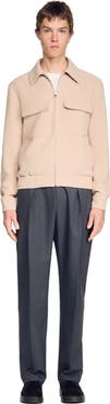 SANDRO Waffle-effect zip-up jacket
