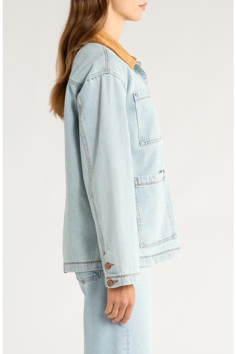 Corduroy Collar Denim Shacket, Alternate, color, CRACK OF DAWN
