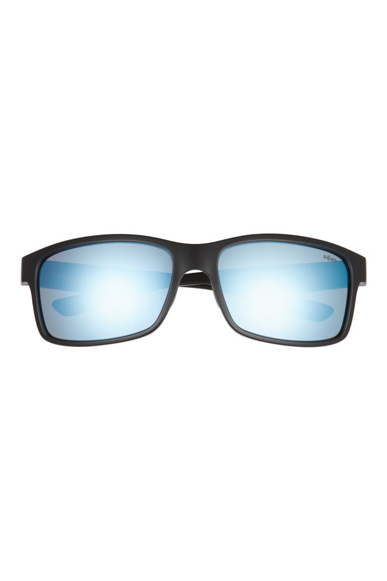 Crawler XL 64mm Oversize Rectangular Polarized Sunglasses, Main, color, MATTE BLACK/ BLUE WATER