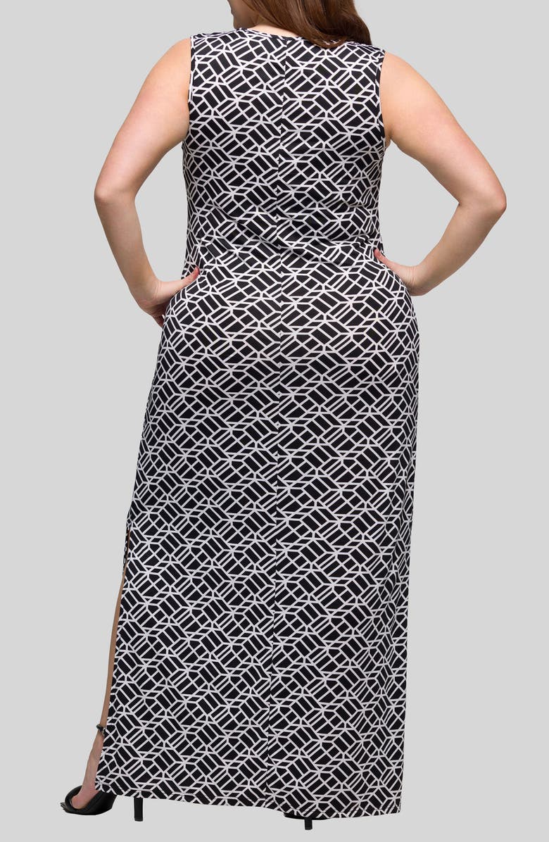 24seven Comfort Apparel Print Sleeveless Maxi Dress, Alternate, color, Black Multi