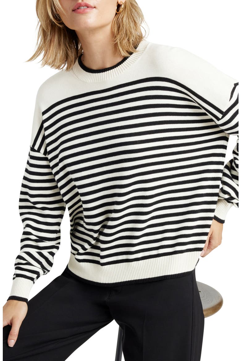 Sabrina Stripe Sweater, Main, color, BLACK/ ICE STRIPE