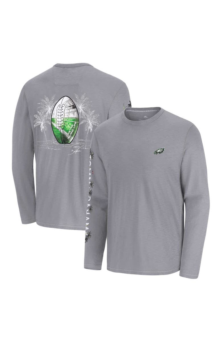 Tommy Bahama Men's Tommy Bahama Gray Philadelphia Eagles Oasis Endzone Lux Long Sleeve T-Shirt, Main, color,