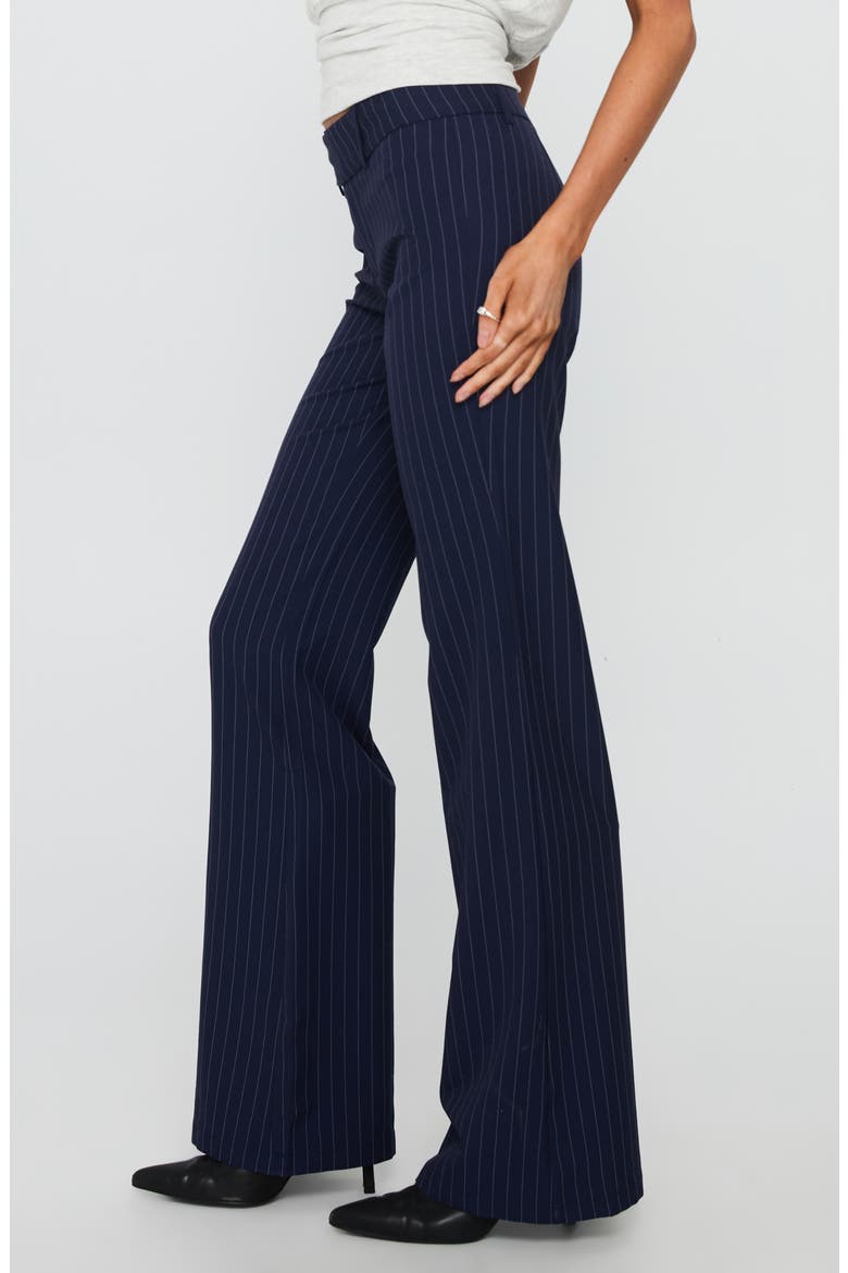 Kinkirk Pinstripe Low Rise Flare Pants, Alternate, color, NAVY PINSTRIPE