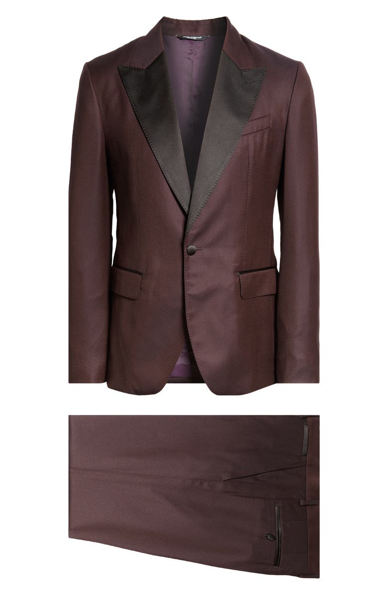 Dolce&Gabbana Maroon Wool Blend Tuxedo, Alternate, color, Fantasia