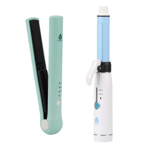 USB Rechargeable Cordless Styling Duo Hair Straightener & Curling Iron Bundle