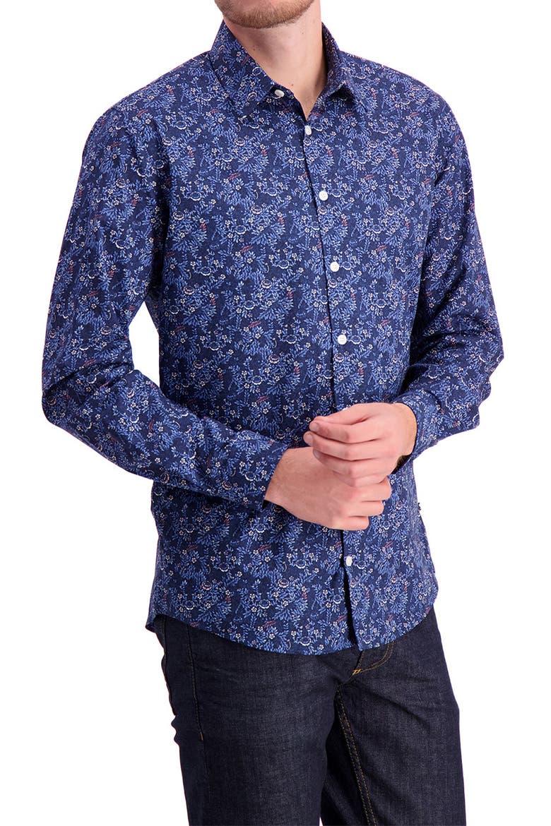 Floral Regular Fit Shirt, Main, color, BLUE